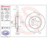 1X Brake disc BREMBO 09.N363.31 for OPEL INSIGNIA B Grand Sport (Z18) 2 2017-