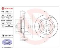 1X Brake disc BREMBO 8.D757.21 for OPEL INSIGNIA B Grand Sport (Z18) 2 2017-