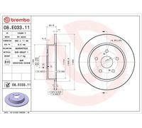 1X Brake disc BREMBO 8.E033.11 for TOYOTA C-HR (_X1_) 2 2016-