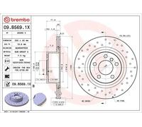 1X Brake disc BREMBO 9.B569.1X for BMW X3 (F25) 2 2010-2017