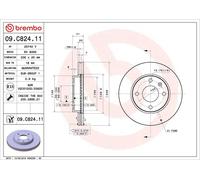 1X Brake disc BREMBO 9.C824.11 for OPEL KARL (C16) 1 2015-2018