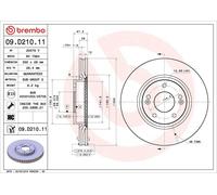 1X Brake disc BREMBO 9.D210.11 for KIA CEE'D (JD) 1 2015-2018