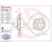 1X Brake disc BREMBO 9.D250.11 for VOLVO S90 II (234) 2 2016-2021