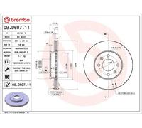 2x Brake disc internally vented 09.D607.11 BREMBO for KIA PICANTO III