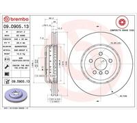 1X Brake disc BREMBO 9.D905.13 for FIAT SCUDO Van 2 2022-2025