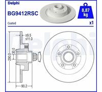 Brake Disc Delphi BG9412RSC for RENAULT