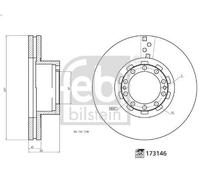 1X Brake disc FEBI 173146 for DAF SB 3.922 1999-