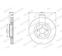 1X Brake disc FERODO DDF3242C for HYUNDAI SANTA FÉ III (DM, DMA) 2.2 2018-2018