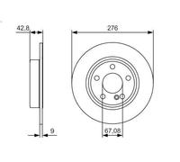Bosch BD1690 Brake Disc Set - 276 mm - REAR Axle - 1 Set of 2 Discs | Solid High-Carbon Discs - ECE-R90 Certified - Great Cooling and Advanced Corrosion Protection
