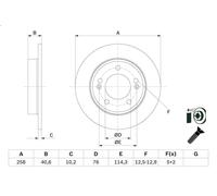 Bosch BD2700 Brake Disc Set - 258 mm Solid Discs - Rear Axle - ECE-R90 Certified - Long Service Life, Advanced Corrosion Protection - 1 Set of 2 Discs