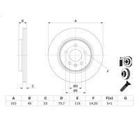 1X Brake disc for BOSCH 0 986 479 F85 for INSIGNIA B Grand Sport (Z18) 2 2017-