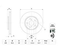 1X Brake disc for BOSCH 986 479 F49 for TOYOTA C-HR (_X1_) 2 2016-
