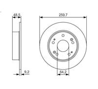 2x Brake disc solid 0 986 479 T81 BOSCH for HONDA ACCORD VII