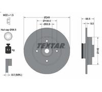 1X Brake disc TEXTAR 92133303 for PEUGEOT 307 (3A/C) 2 2003-2007