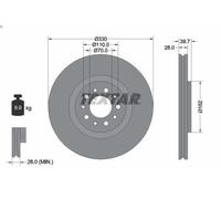 1X Brake disc TEXTAR 92145103 for JEEP CHEROKEE (KL) 2 2014-2018