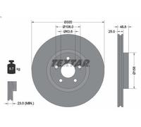 1X Brake disc TEXTAR 92149100 for FORD KUGA I 2 2008-2012
