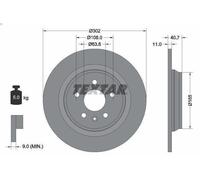 1X Brake disc TEXTAR 92162903 for VOLVO V60 I (155) 2 2015-2018