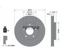 1X Brake disc TEXTAR 92197403 for DODGE CALIBER 2 2006-2011