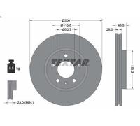 1X Brake disc TEXTAR 92205605 for OPEL ASTRA J GTC 2 2012-2015