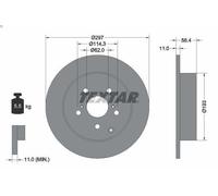 1X Brake disc TEXTAR 92222500 for TOYOTA VERSO (_R2_) 2 2009-2018