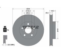 1X Brake disc TEXTAR 92225003 for TOYOTA PRIUS (_W3_) 1.8 2009-2015