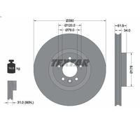 1X Brake disc TEXTAR 92235605 for LAND ROVER RANGE ROVER IV (L405) 3 2012-2021