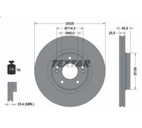 1X Brake disc TEXTAR 92292205 for KIA OPTIMA (JF) 2 2015-2017
