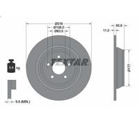 1X Brake disc TEXTAR 92292503 for FORD KUGA II VAN 2 2019-2019