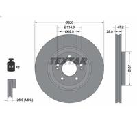 1X Brake disc TEXTAR 92306303 for HYUNDAI TUCSON (TL, TLE) 2 2015-2020