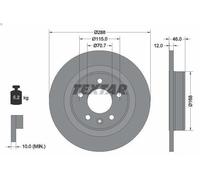 Textar Brake Disc 92314603 Rear Coated Solid 288 mm Pair PRO