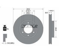 1X Brake disc TEXTAR 92320803 for FORD RANGER (TKE) 2 2018-