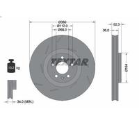 1X Brake disc TEXTAR 92334205 for PORSCHE MACAN (95B) 3 2014-2018