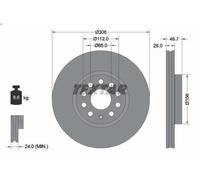 1X Brake disc TEXTAR 92334805 for VW CADDY V MPV (SBB, SBJ) 1.5 2021-2024