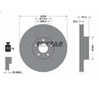 1X Brake disc TEXTAR 92345505 for AUDI A6 C8 (4A2) 3 2019-