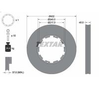 1X Brake disc TEXTAR 93145611 for DAF SB 11.627 1984-2003