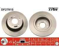 TRW Brake Disc DF2791S – Solid Single Disc for Land Rover Discovery 2.5 Turbo (2002–)