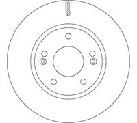 2x Brake disc Vented DF6936 TRW for HYUNDAI KIA