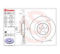 Brembo Prime Line UV Coated Vented Brake Disc - 09.D574.11 For Ford - OE Quality