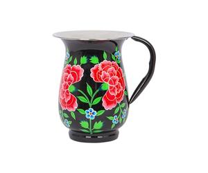 1x Carbon Peony 1.7L Hand-Painted Picnic Water Jug - Large Juice Cocktail Party Pitcher, Kitchen Milk Drink Dispenser Container - By BillyCan