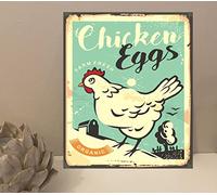 1x Chicken Eggs Rustic Retro Metal Plaque Sign Gift House Novelty (mt104) (200mm x 150mm)