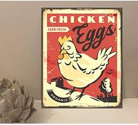 1x Chicken Farm Eggs Rustic Retro Metal Plaque Sign Gift House Novelty (mt48) (200mm x 150mm)