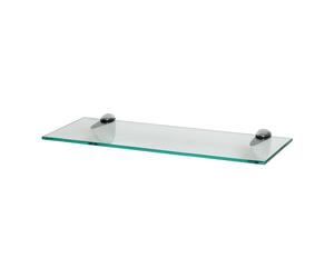 1x Clear 50cm Floating Glass Wall Shelf Bathroom Shelves with Chrome Brackets