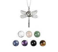 1x Crystal Beads 7 Snap Chunk Button Pendant Chain Necklace Gemstone DIY-Dragonfly-1 Necklce + 7 Beads Button