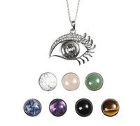 1x Crystal Beads 7 Snap Chunk Button Pendant Chain Necklace Gemstone DIY-Eye of Horus-1 Necklce + 7 Beads Button