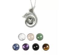 1x Crystal Beads 7 Snap Chunk Button Pendant Chain Necklace Gemstone DIY-Fish Tail-1 Necklce + 7 Beads Button