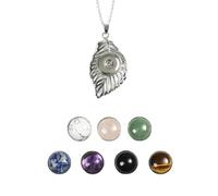 1x Crystal Beads 7 Snap Chunk Button Pendant Chain Necklace Gemstone DIY-Leaves-1 Necklce + 7 Beads Button