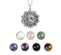 1x Crystal Beads 7 Snap Chunk Button Pendant Chain Necklace Gemstone DIY-Leaves Clusters-1 Necklce + 7 Beads Button