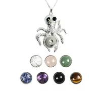 1x Crystal Beads 7 Snap Chunk Button Pendant Chain Necklace Gemstone DIY-Octopus-1 Necklce + 7 Beads Button