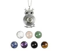 1x Crystal Beads 7 Snap Chunk Button Pendant Chain Necklace Gemstone DIY-Owl A-1 Necklce + 7 Beads Button