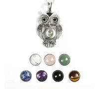 1x Crystal Beads 7 Snap Chunk Button Pendant Chain Necklace Gemstone DIY-Owl B-1 Necklce + 7 Beads Button